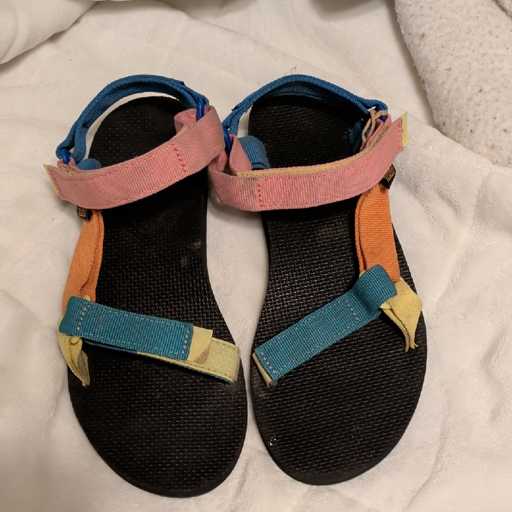 Colorblock Strap Sandals in Pink, Blue, Orange, Yellow
